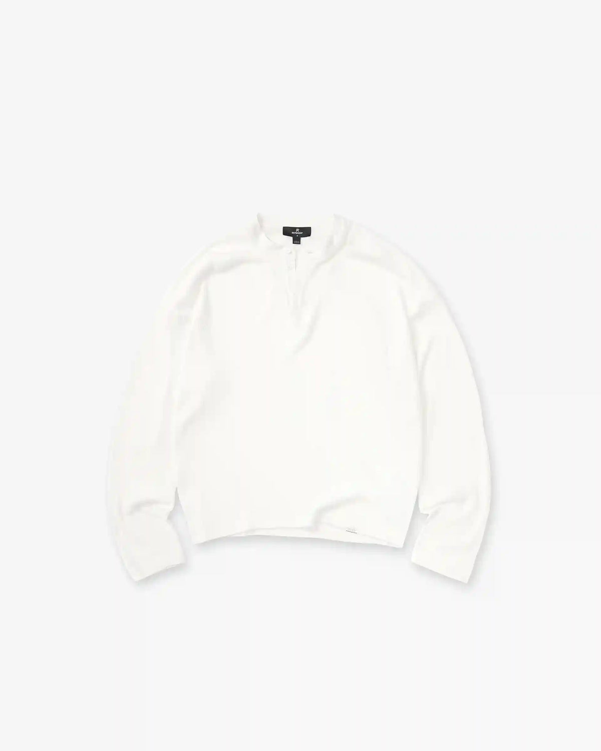 Initial Henley Waffle Long Sleeve T-Shirt - Flat White