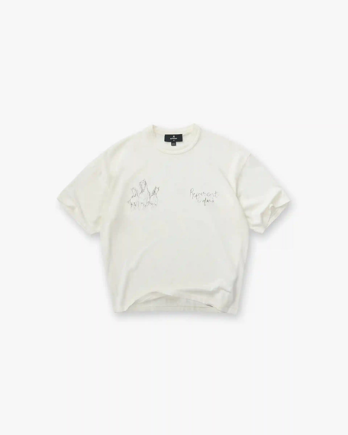Hand Drawn Horses T-Shirt - Flat White