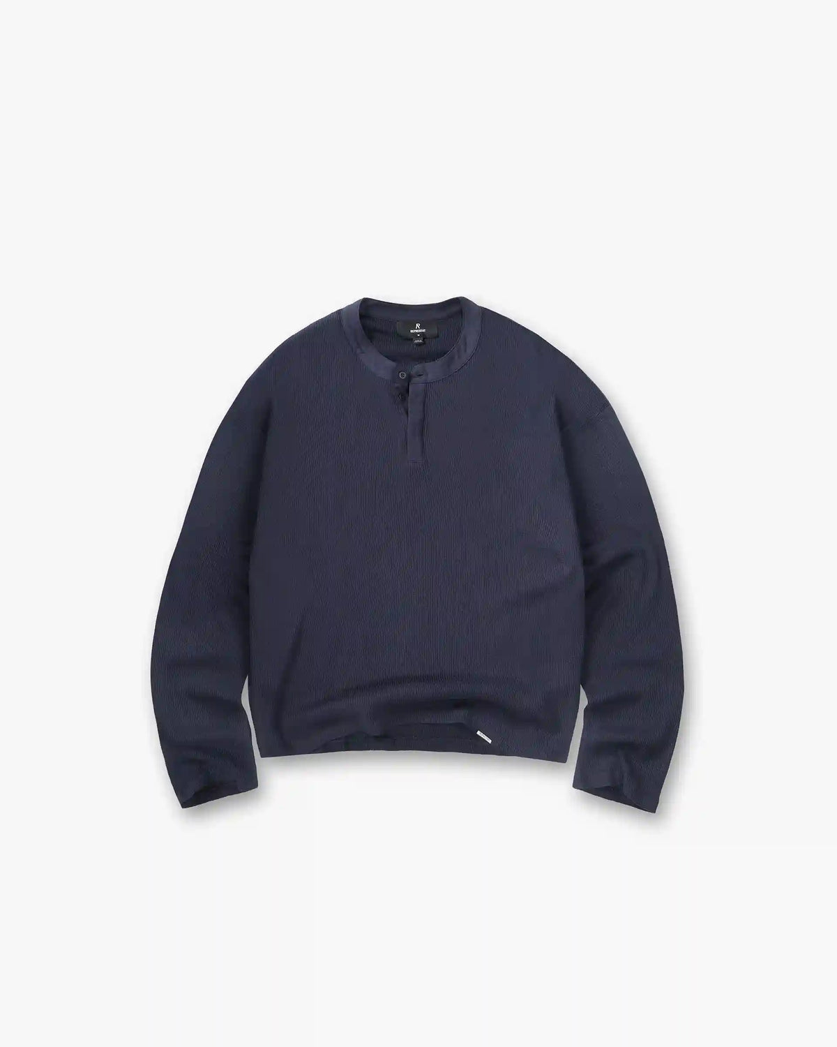 Initial Henley Waffle Long Sleeve T-Shirt - Midnight Navy