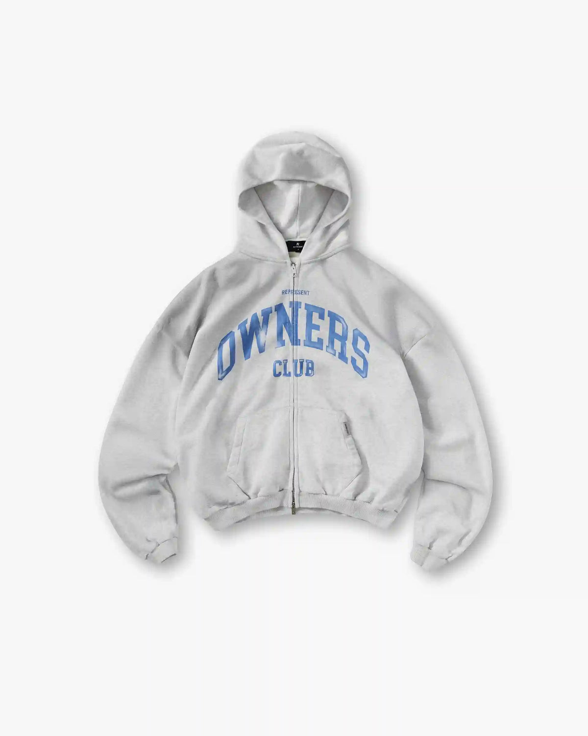 Represent Owners Club Zip Through Hoodie - Sprayed Ice Grey Marl