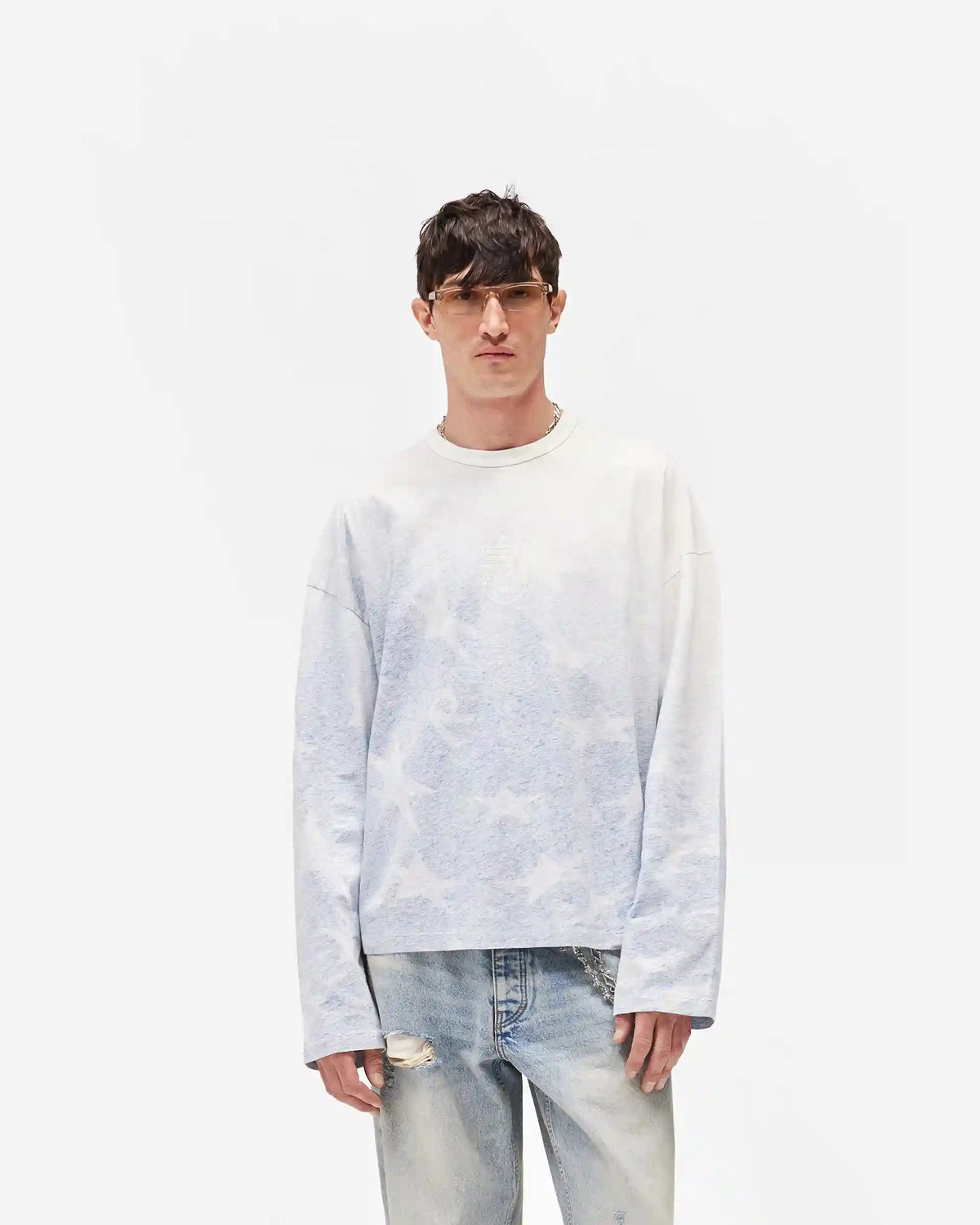 USA Long Sleeve T-Shirt - Washed Blue