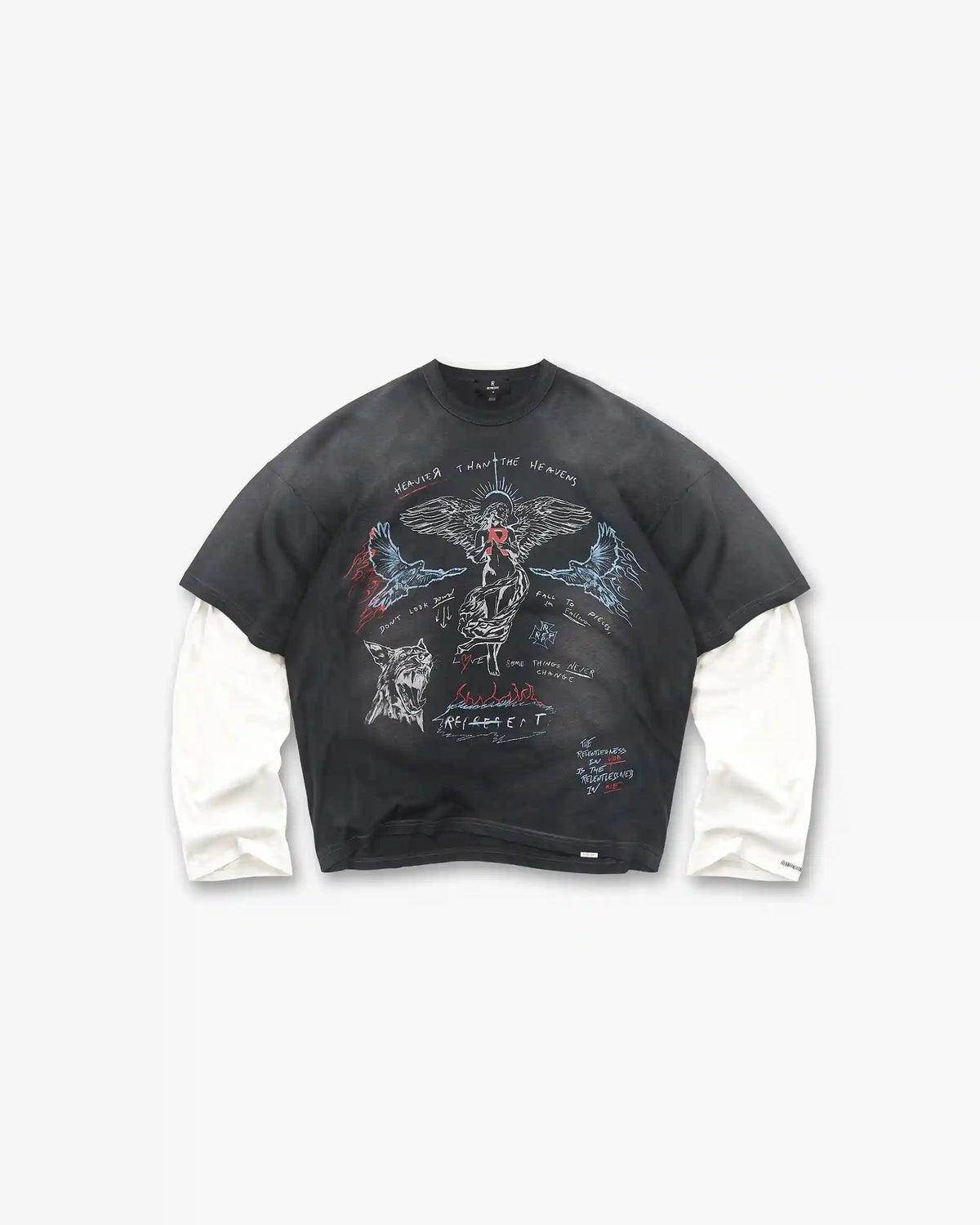 Heavier Than The Heavens Long Sleeve T-Shirt - Washed Black