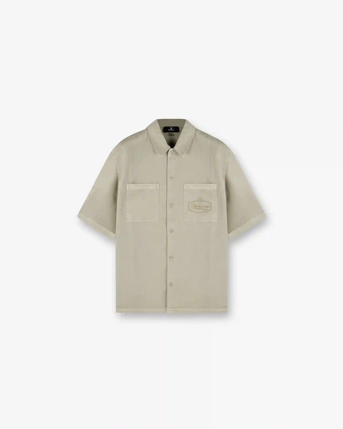 Short Sleeve Cotton Overshirt - Beige