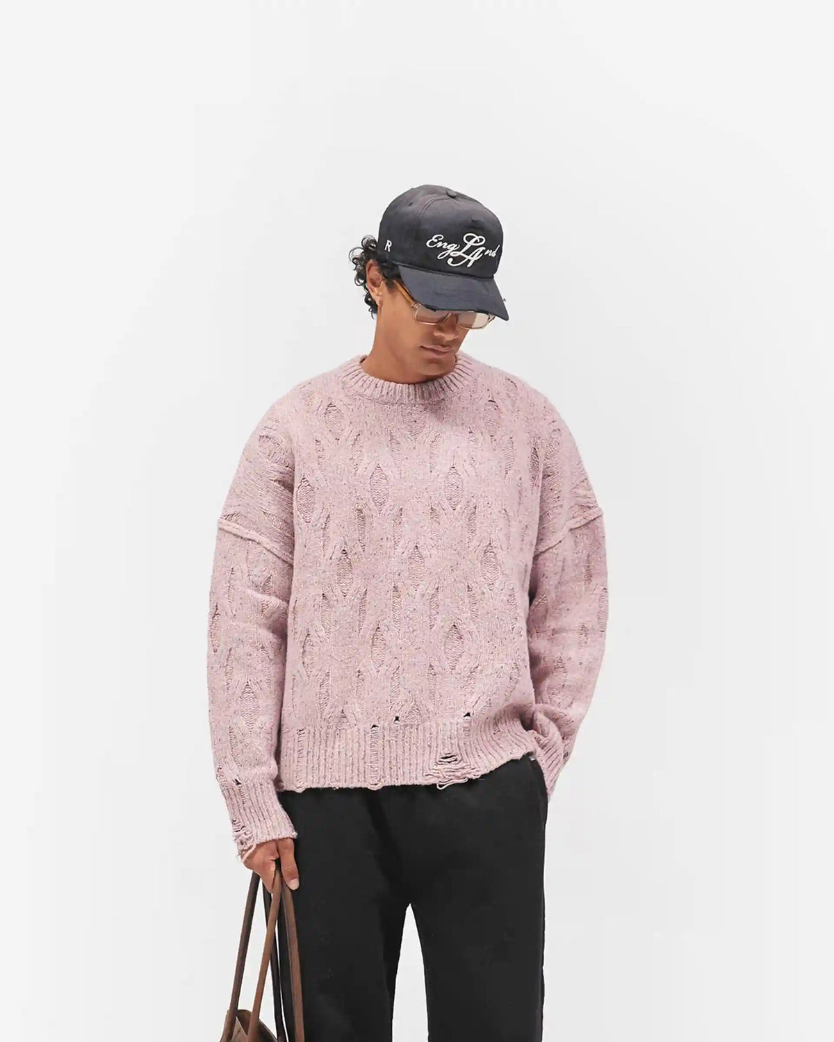 Distress Knit Sweater - Washed Pink