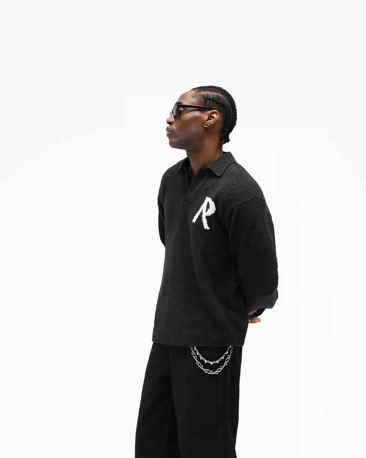 Knitted Boucle Polo - Jet Black