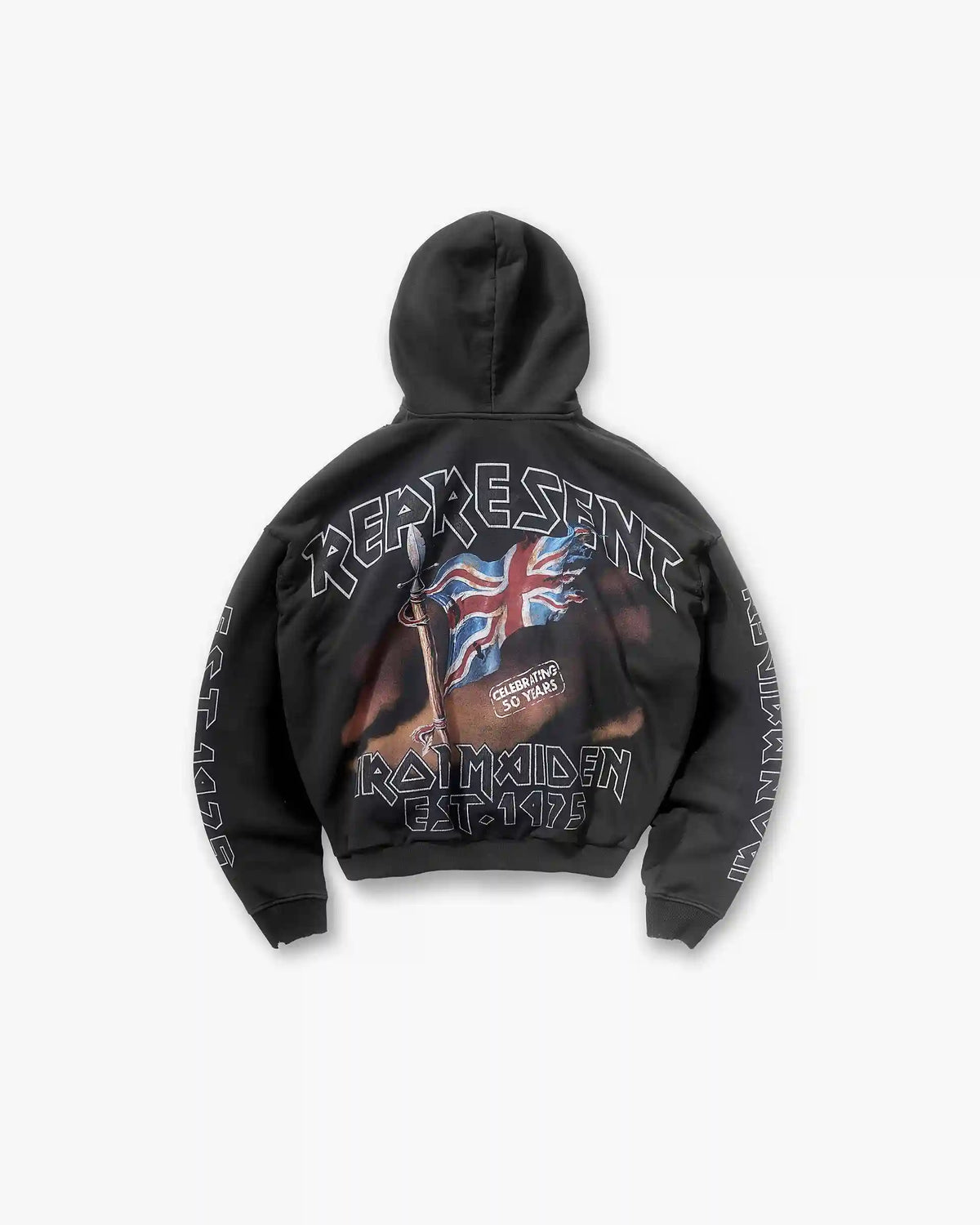 Represent X Iron Maiden Steed Hoodie - Stained Black