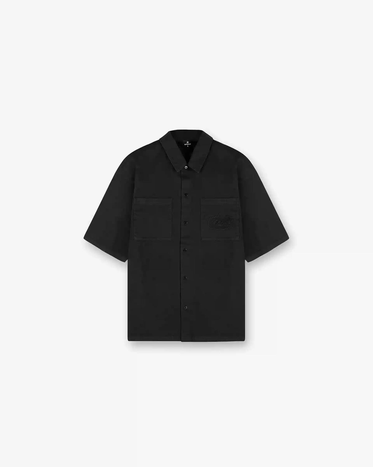 Short Sleeve Cotton Overshirt - Washed Black