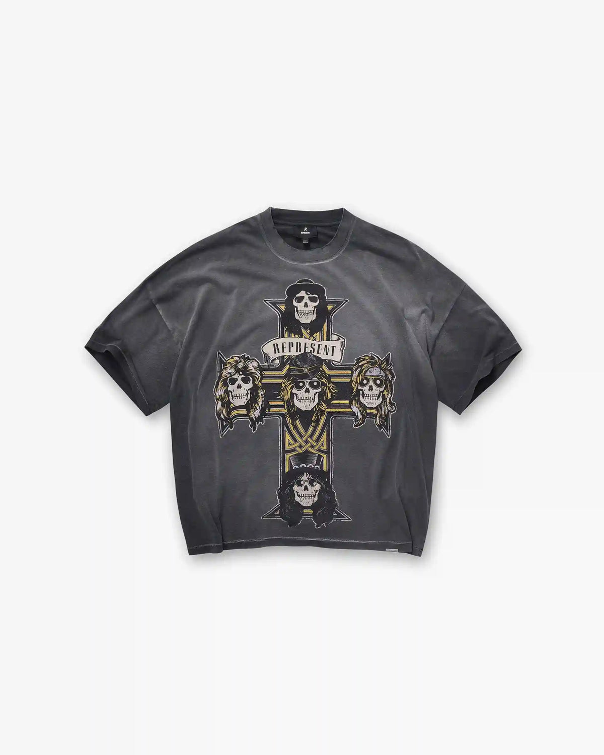 Represent X Guns N' Roses Cross T-Shirt - Stained Black