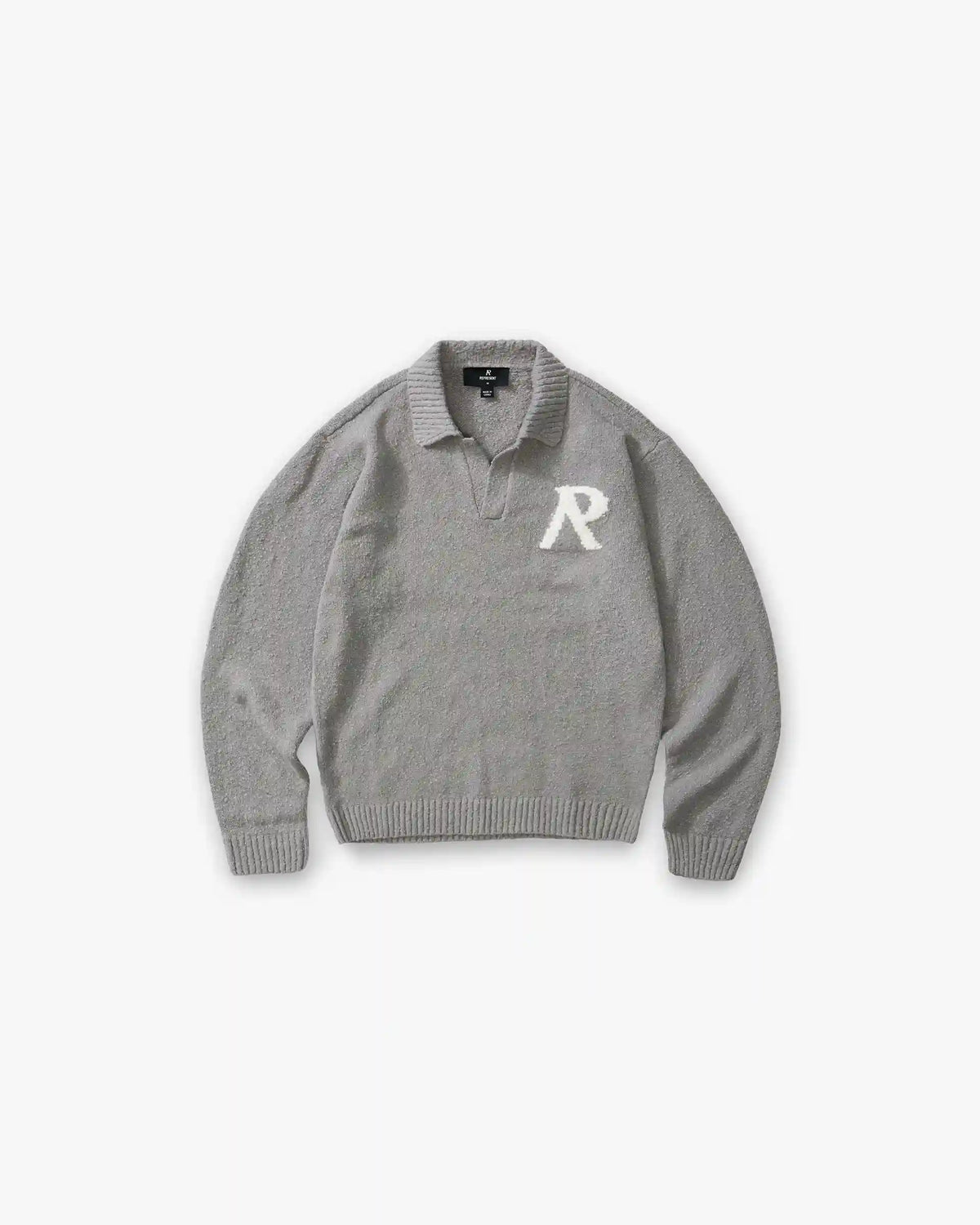 Knitted Boucle Polo - Grey