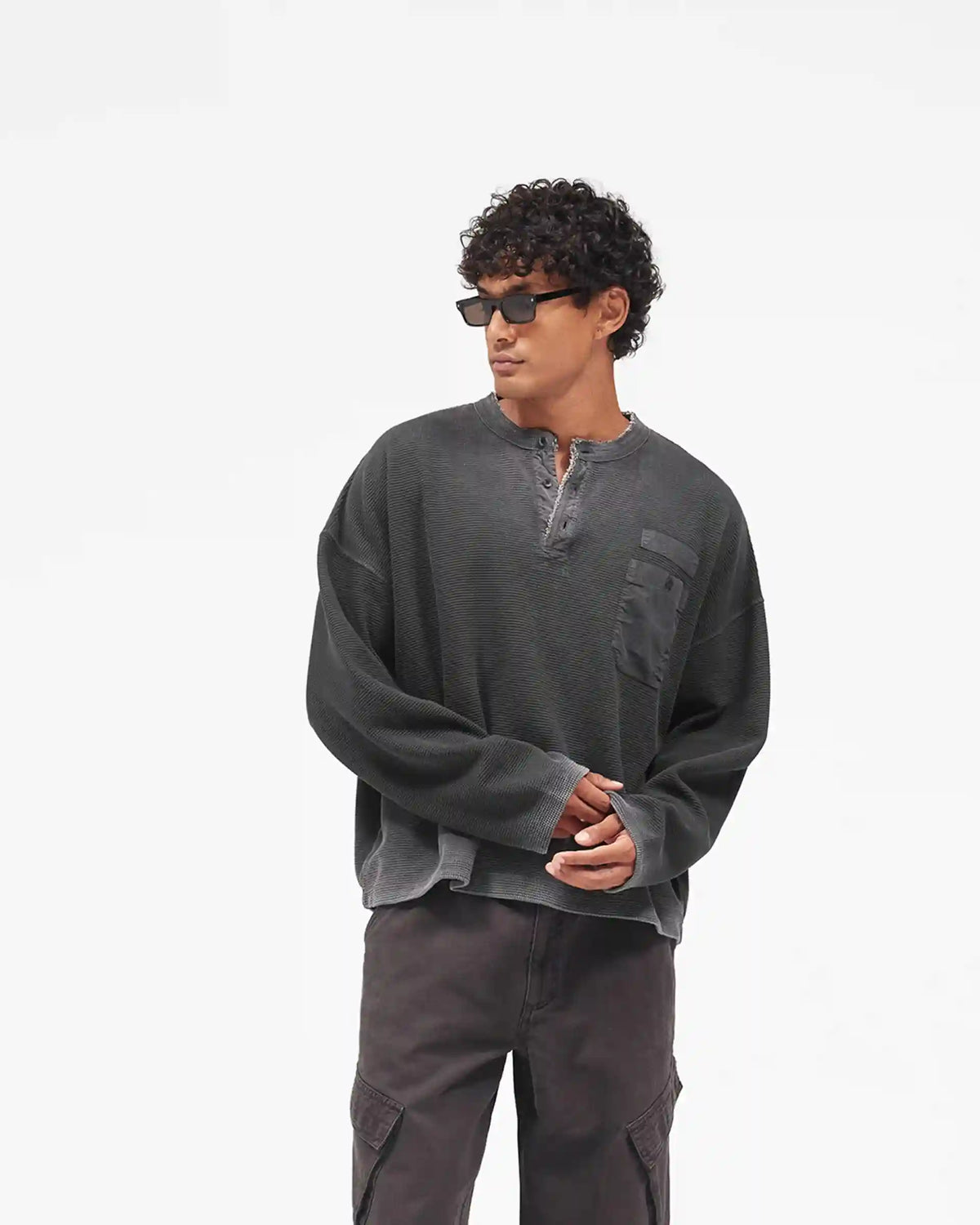 Heavyweight Henley Sweater - Vintage Black